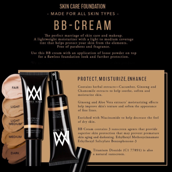 ALPHA MALE COSMETICS BB CREAM INFORMATION GRAPHIC